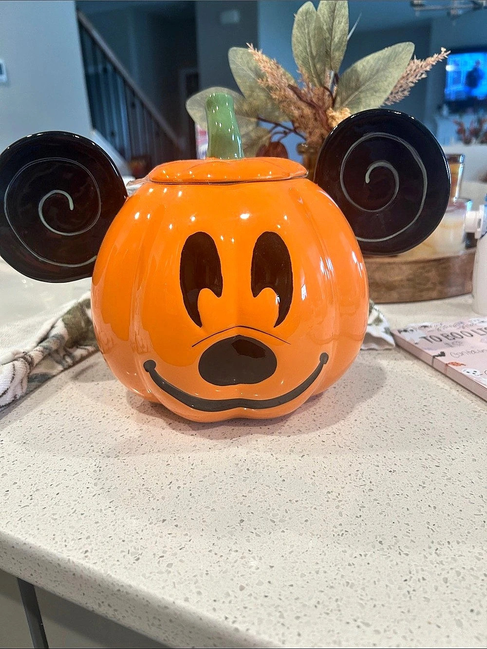Disney Mickey Mouse Pumpkin Cookie Jar Orange & Black